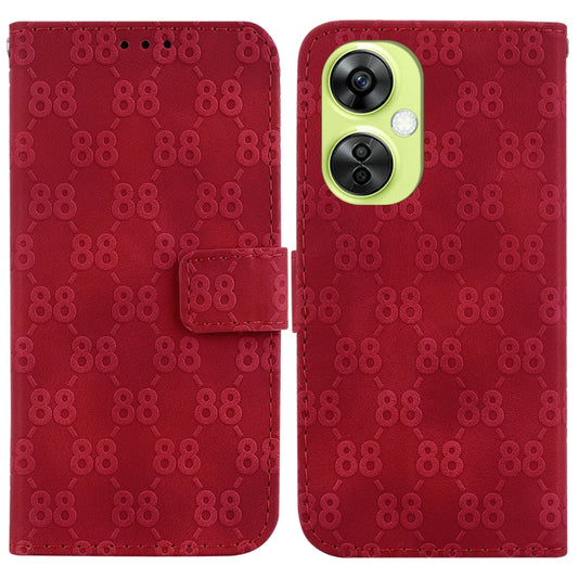 For OnePlus 11 Double 8-shaped Embossed Leather Phone Case(Red) - OnePlus Cases by buy2fix | Online Shopping UK | buy2fix