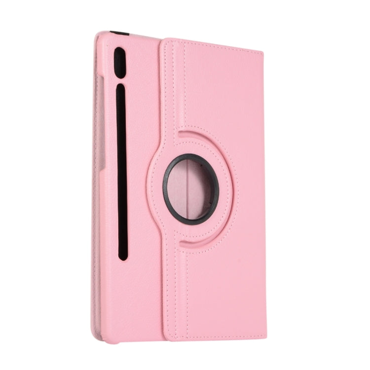 For Samsung Galaxy Tab S9 360 Degrees Rotation Holder Litchi Texture Leather Tablet Case(Pink) - Galaxy Tab S9 Cases by buy2fix | Online Shopping UK | buy2fix