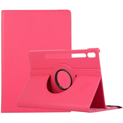 For Samsung Galaxy Tab S9+ 360 Degrees Rotation Holder Litchi Texture Leather Tablet Case(Rose Red) - Galaxy Tab S9+ Cases by buy2fix | Online Shopping UK | buy2fix