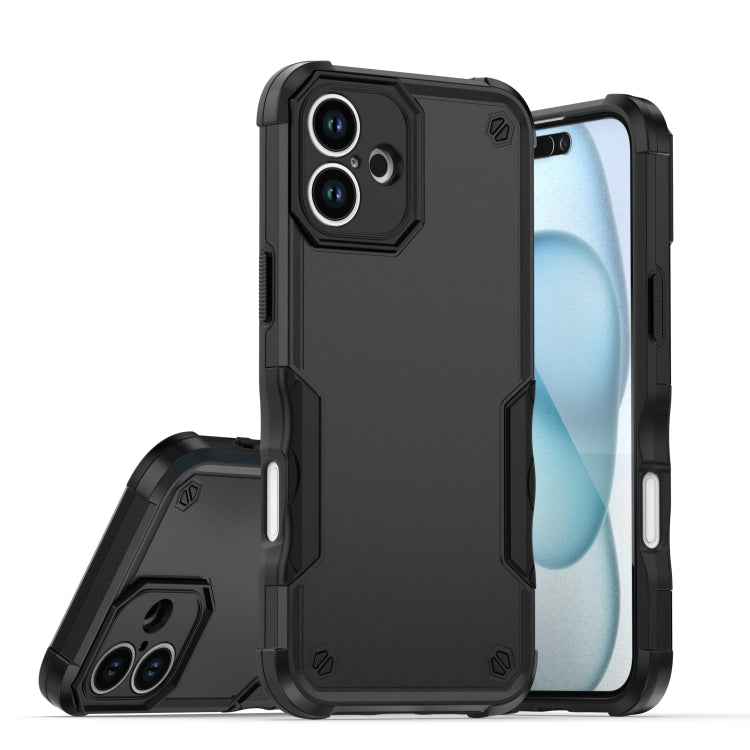 For iPhone 16 Non-slip Shockproof Armor Phone Case(Black) - iPhone 16 Cases by buy2fix | Online Shopping UK | buy2fix