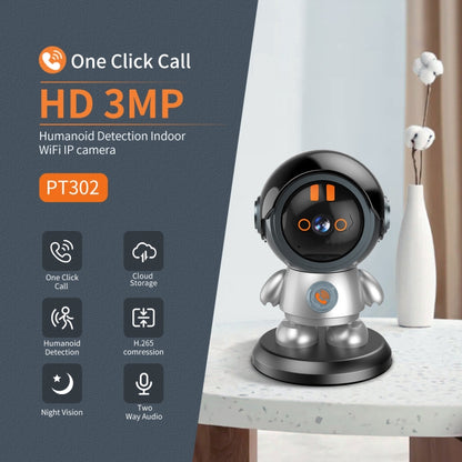 ESCAM PT302 Robot 3MP One Click Call Humanoid Detection WiFi IP Camera(EU Plug) - Wireless Camera by ESCAM | Online Shopping UK | buy2fix