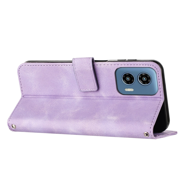 For Motorola Moto G Play 5G 2024/Moto G 5G 2024 Dream Triangle Leather Phone Case with Lanyard(Purple) - Motorola Cases by buy2fix | Online Shopping UK | buy2fix