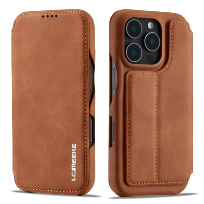 For iPhone 16 Pro Max LC.IMEEKE Hon Ancient Series Flip Leather Phone Case(Brown) - iPhone 16 Pro Max Cases by LC.IMEEKE | Online Shopping UK | buy2fix