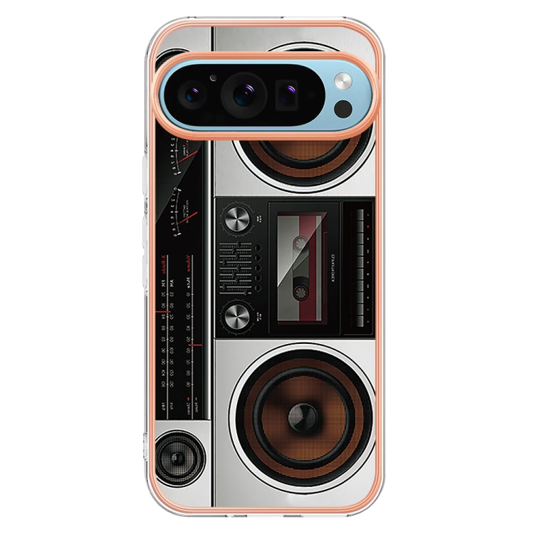 For Google Pixel 9 / 9 Pro Electroplating Dual-side IMD Phone Case(Retro Radio) - Google Cases by buy2fix | Online Shopping UK | buy2fix