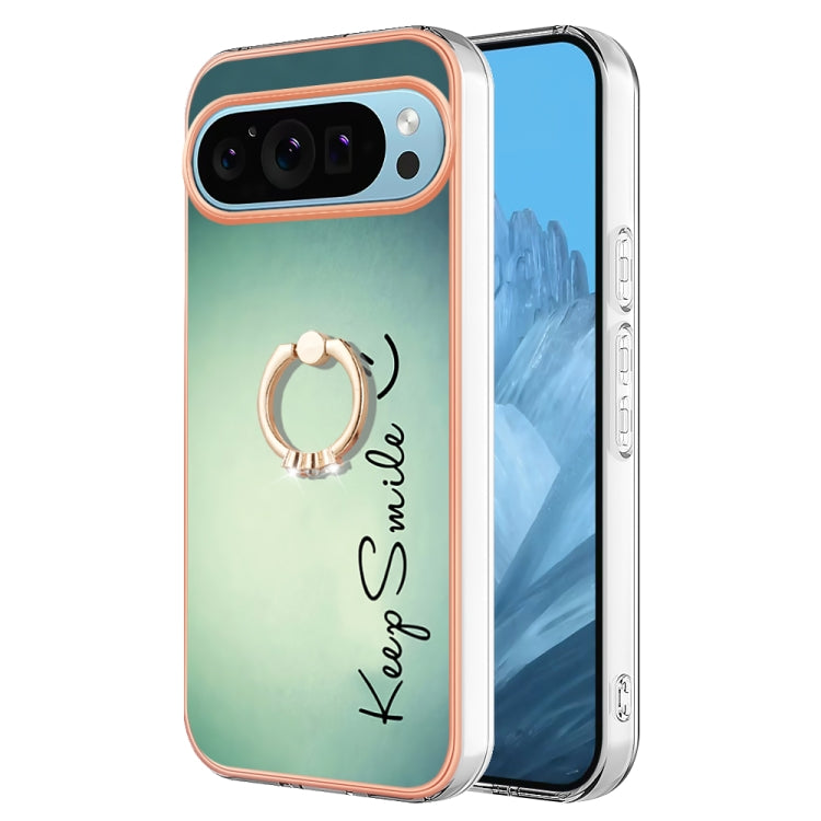 For Google Pixel 9 / 9 Pro Electroplating Dual-side IMD Phone Case with Ring Holder(Smile) - Google Cases by buy2fix | Online Shopping UK | buy2fix