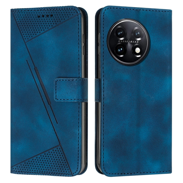 For OnePlus 11 Dream Triangle Leather Phone Case with Lanyard(Blue) - OnePlus Cases by buy2fix | Online Shopping UK | buy2fix