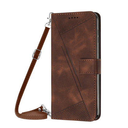 For OnePlus 12 Dream Triangle Leather Phone Case with Lanyard(Brown) - OnePlus Cases by buy2fix | Online Shopping UK | buy2fix