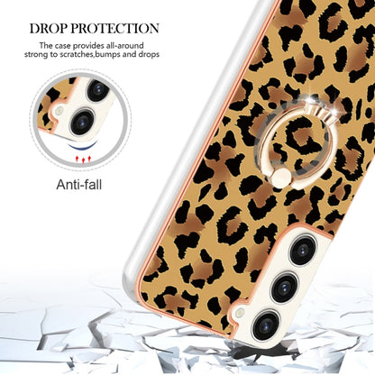 For Samsung Galaxy S22+ 5G Electroplating Dual-side IMD Phone Case with Ring Holder(Leopard Print) - Galaxy S22+ 5G Cases by buy2fix | Online Shopping UK | buy2fix