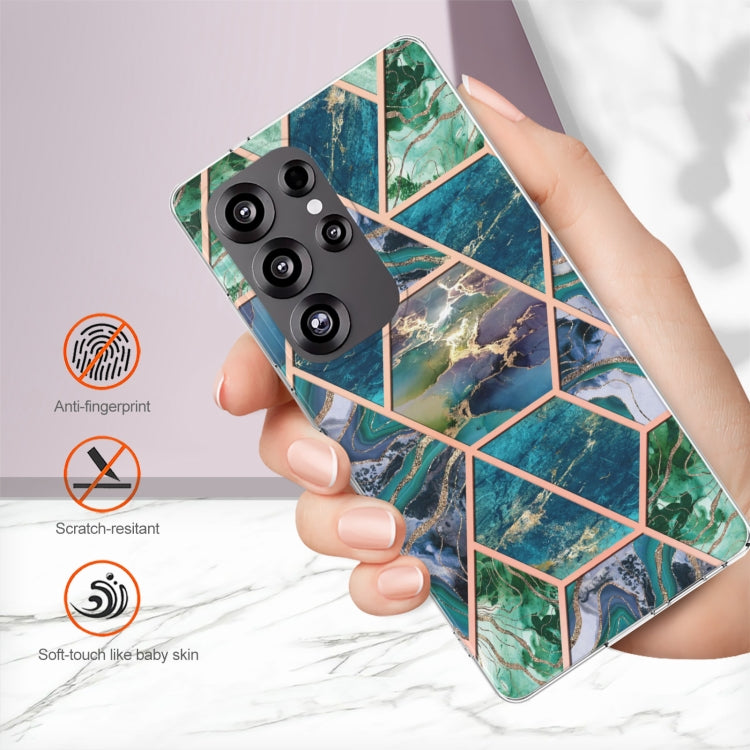 For Samsung Galaxy S25 Ultra 5G Electroplating Splicing Marble TPU Phone Case(Blue Green) - Galaxy S25 Ultra 5G Cases by buy2fix | Online Shopping UK | buy2fix