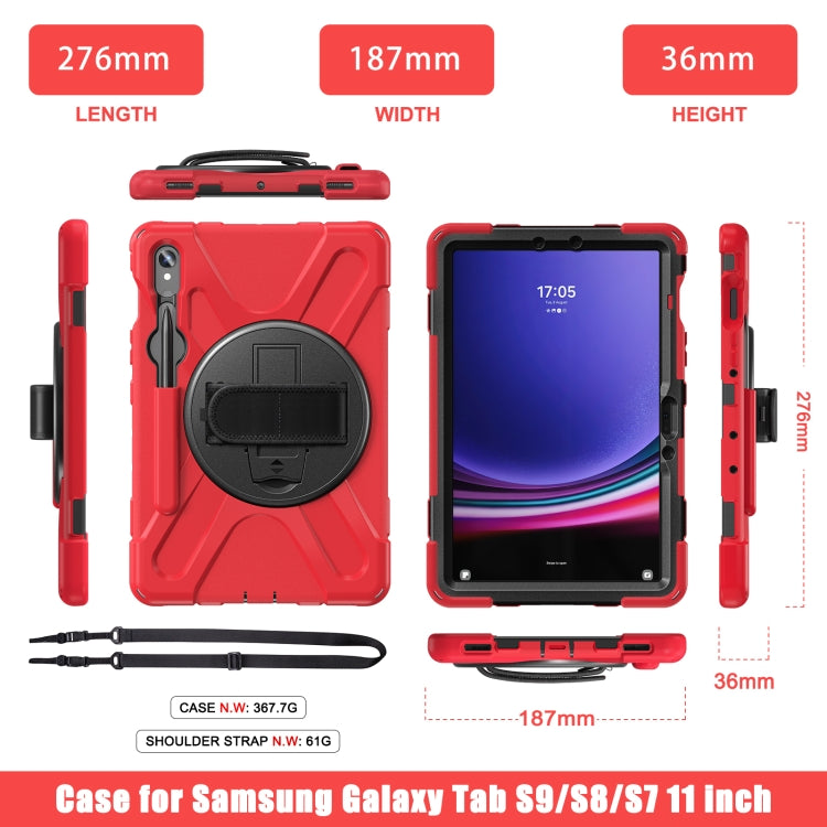 For Samsung Galaxy Tab S9 / S8 / S7 Rotary Handle Grab TPU + PC Tablet Case(Red) - Galaxy Tab S9 Cases by buy2fix | Online Shopping UK | buy2fix