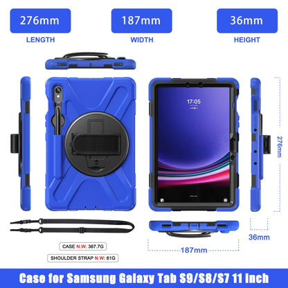 For Samsung Galaxy Tab S9 / S8 / S7 Rotary Handle Grab TPU + PC Tablet Case(Blue) - Galaxy Tab S9 Cases by buy2fix | Online Shopping UK | buy2fix