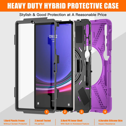 For Samsung Galaxy Tab S9+ / S8+ Rotary Handle Grab TPU + PC Tablet Case(Purple) - Galaxy Tab S9+ Cases by buy2fix | Online Shopping UK | buy2fix