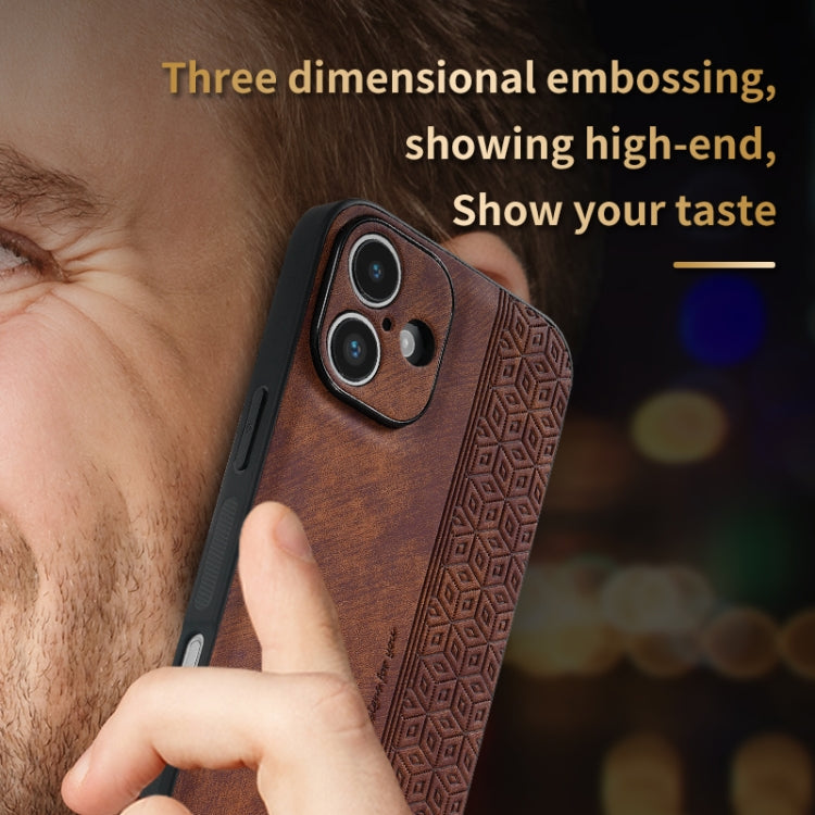 For iPhone 16 AZNS 3D Embossed Skin Feel Phone Case(Brown) - iPhone 16 Cases by AZNS | Online Shopping UK | buy2fix