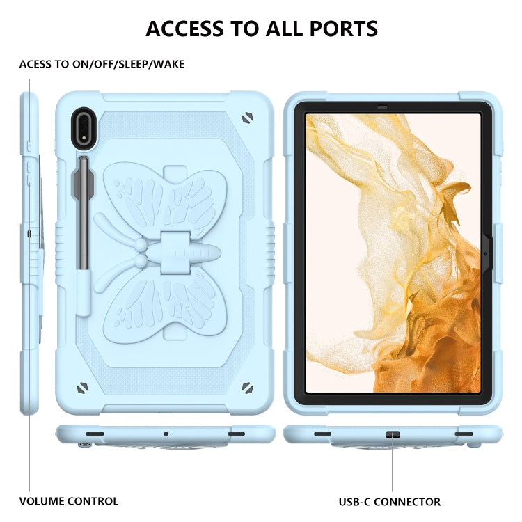 For Samsung Galaxy Tab S9+ Butterfly Kickstand Heavy Duty Hard Rugged Tablet Case(Ice Blue) - Galaxy Tab S9+ Cases by buy2fix | Online Shopping UK | buy2fix