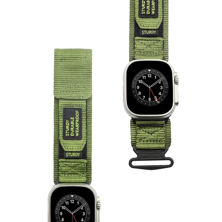 For Apple Watch Ultra 49mm AW Nylon Two-Section Watch Band(Army Green) - Watch Bands by buy2fix | Online Shopping UK | buy2fix