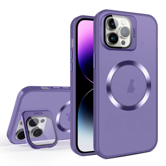 For iPhone 11 Pro Skin Feel CD Texture MagSafe Lens Holder Phone Case(Dark Purple) - iPhone 11 Pro Cases by buy2fix | Online Shopping UK | buy2fix