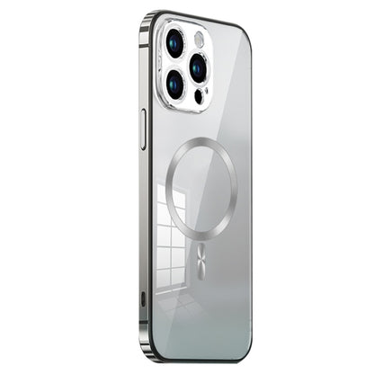 For iPhone 13 Pro Max MagSafe Magnetic Stainless Steel Frame Transparent TPU Phone Case(Silver) - iPhone 13 Pro Max Cases by buy2fix | Online Shopping UK | buy2fix