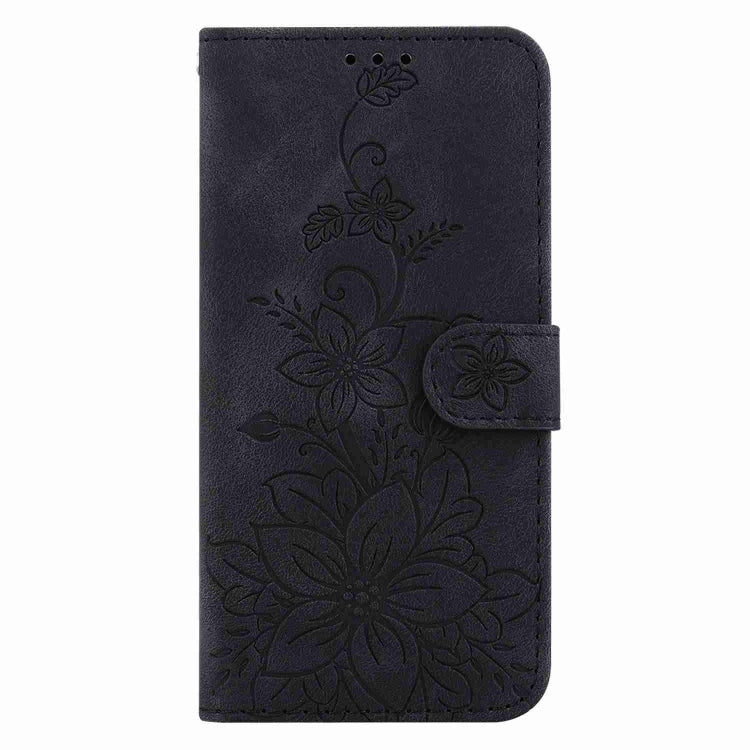 For OnePlus 13 Lily Embossed Leather Phone Case(Black) - OnePlus Cases by buy2fix | Online Shopping UK | buy2fix