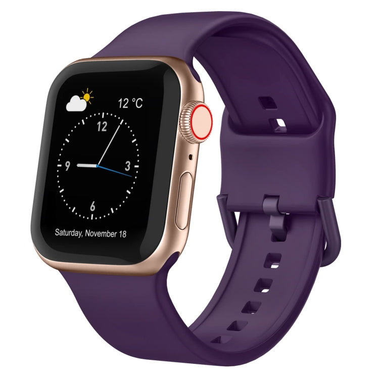 For Apple Watch SE 40mm Pin Buckle Silicone Watch Band(Dark Purple) - Watch Bands by buy2fix | Online Shopping UK | buy2fix