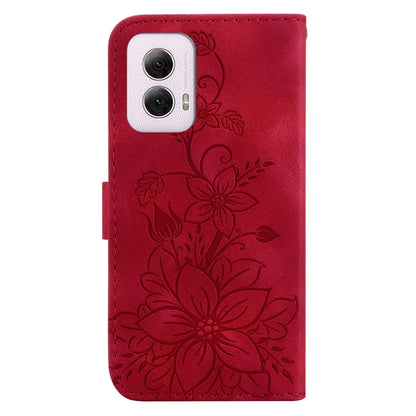 For Motorola Moto G Power 5G 2024 Lily Embossed Leather Phone Case(Red) - Motorola Cases by buy2fix | Online Shopping UK | buy2fix