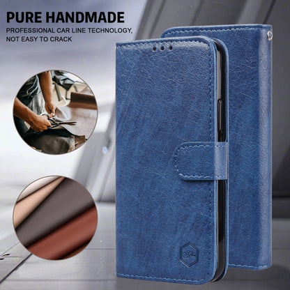 For Google Pixel 9 Skin Feeling Oil Leather Texture PU + TPU Phone Case(Dark Blue) - Google Cases by buy2fix | Online Shopping UK | buy2fix