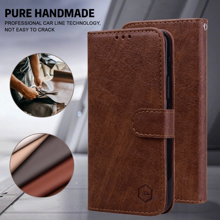 For Google Pixel 9 Skin Feeling Oil Leather Texture PU + TPU Phone Case(Brown) - Google Cases by buy2fix | Online Shopping UK | buy2fix