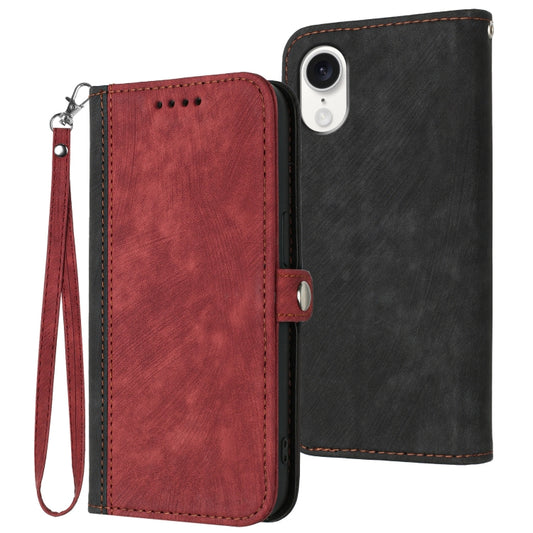 For iPhone SE 2024 Side Buckle Double Fold Hand Strap Leather Phone Case(Red) - More iPhone Cases by buy2fix | Online Shopping UK | buy2fix