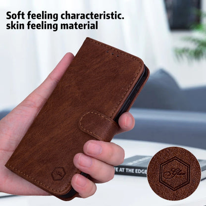 For iPhone 16 Pro Skin Feeling Oil Leather Texture PU + TPU Phone Case(Brown) - iPhone 16 Pro Cases by buy2fix | Online Shopping UK | buy2fix