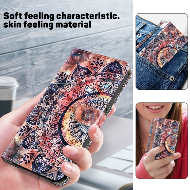 For iPhone 16 Pro 3D Painted Leather Phone Case(Colorful Mandala) - iPhone 16 Pro Cases by buy2fix | Online Shopping UK | buy2fix