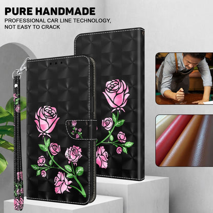 For iPhone 16 Plus 3D Painted Leather Phone Case(Rose) - iPhone 16 Plus Cases by buy2fix | Online Shopping UK | buy2fix