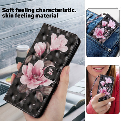 For iPhone 16 Plus 3D Painted Leather Phone Case(Pink Flower) - iPhone 16 Plus Cases by buy2fix | Online Shopping UK | buy2fix