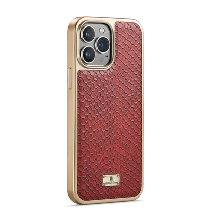 For iPhone 15 Pro Max Fierre Shann Snake Texture Electroplating PU Phone Case(Red) - iPhone 15 Pro Max Cases by FIERRE SHANN | Online Shopping UK | buy2fix