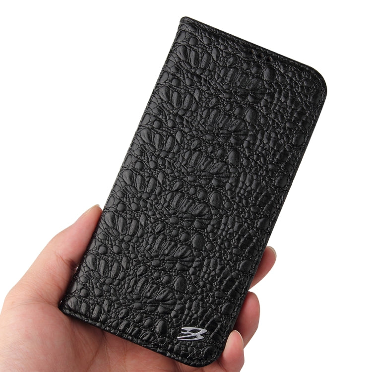 For iPhone 15 Pro Max Fierre Shann Crocodile Texture Magnetic Genuine Leather Phone Case(Black) - iPhone 15 Pro Max Cases by FIERRE SHANN | Online Shopping UK | buy2fix