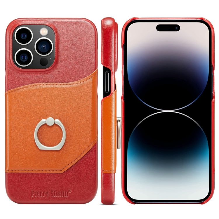 For iPhone 15 Pro Max Fierre Shann Oil Wax Texture Genuine Leather Back Cover Phone Case(Red) - iPhone 15 Pro Max Cases by FIERRE SHANN | Online Shopping UK | buy2fix