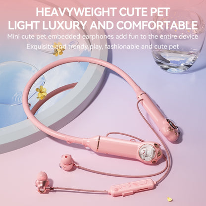 K1692 Meow Planet Neck-mounted Noise Reduction Sports Bluetooth Earphones(Pink) - Neck-mounted Earphone by buy2fix | Online Shopping UK | buy2fix