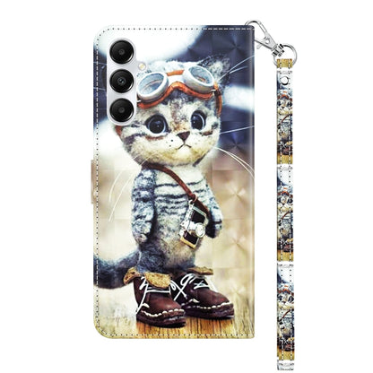 For Samsung Galaxy A15 3D Painted Leather Phone Case(Naughty Cat) - Galaxy Phone Cases by buy2fix | Online Shopping UK | buy2fix