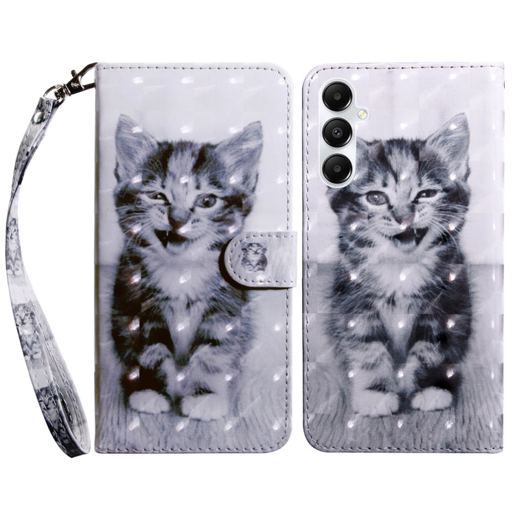 For Samsung Galaxy A15 3D Painted Leather Phone Case(Smile Cat) - Galaxy Phone Cases by buy2fix | Online Shopping UK | buy2fix