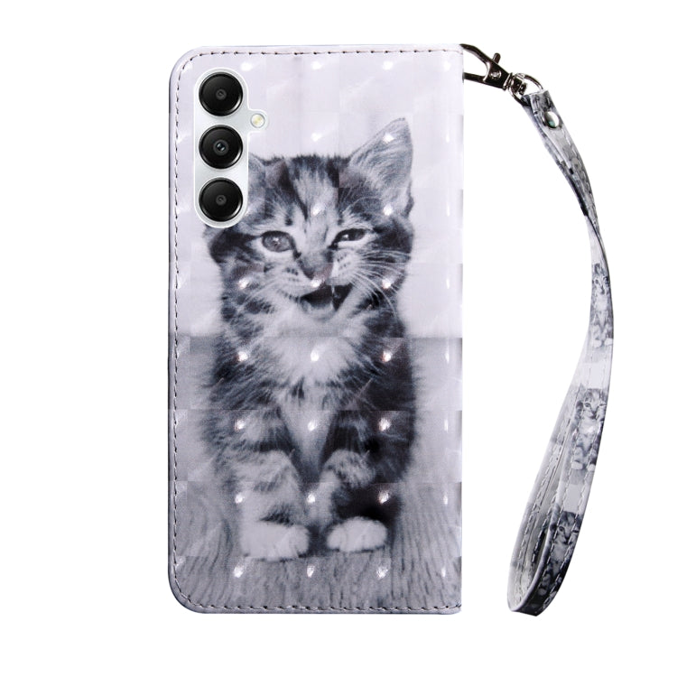 For Samsung Galaxy A15 3D Painted Leather Phone Case(Smile Cat) - Galaxy Phone Cases by buy2fix | Online Shopping UK | buy2fix