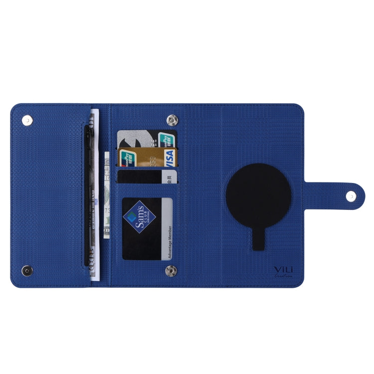 For iPhone 14 Plus ViLi GHB Series MagSafe Magnetic Zipper Leather Phone Case(Blue) - iPhone 14 Plus Cases by ViLi | Online Shopping UK | buy2fix