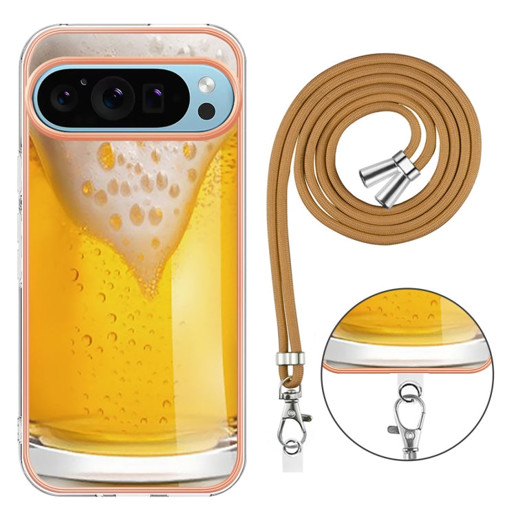 For Google Pixel 9 Pro XL Electroplating Dual-side IMD Phone Case with Lanyard(Draft Beer) - Google Cases by buy2fix | Online Shopping UK | buy2fix