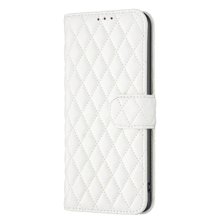 For Motorola Moto G24 Diamond Lattice Wallet Flip Leather Phone Case(White) - Motorola Cases by buy2fix | Online Shopping UK | buy2fix