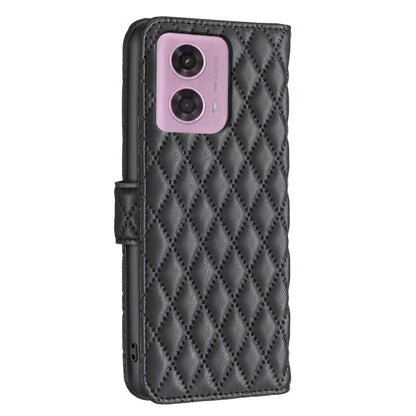 For Motorola Moto G24 Diamond Lattice Wallet Flip Leather Phone Case(Black) - Motorola Cases by buy2fix | Online Shopping UK | buy2fix