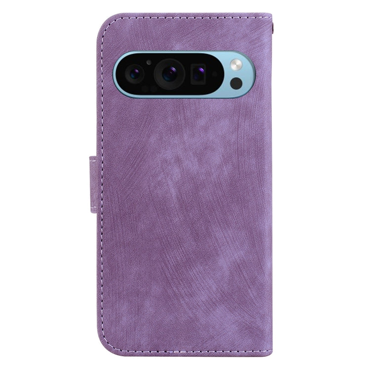 For Google Pixel 9 Pro Little Tiger Embossed Leather Phone Case(Purple) - Google Cases by buy2fix | Online Shopping UK | buy2fix