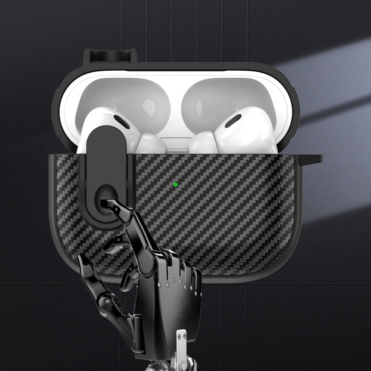 For AirPods 3 Carbon Fiber Texture Wireless Earphones Case with Security Lock(Black) - For AirPods 3 by buy2fix | Online Shopping UK | buy2fix