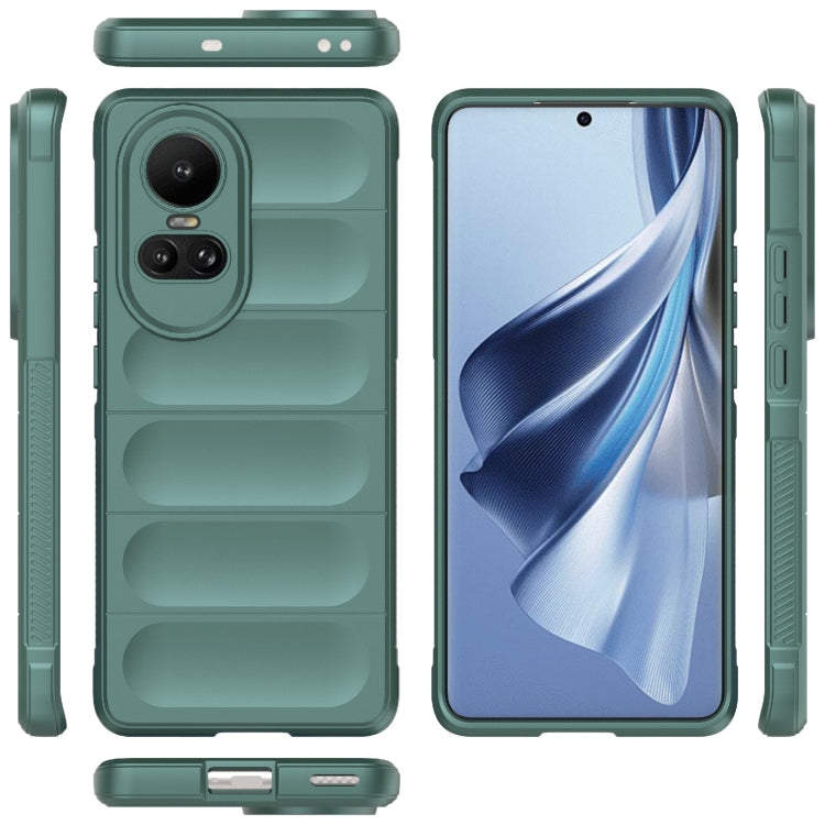 For OPPO Reno10 5G Global Magic Shield TPU + Flannel Phone Case(Dark Green) - OPPO Cases by buy2fix | Online Shopping UK | buy2fix