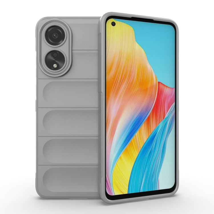 For OPPO A78 4G Global Magic Shield TPU + Flannel Phone Case(Grey) - OPPO Cases by buy2fix | Online Shopping UK | buy2fix