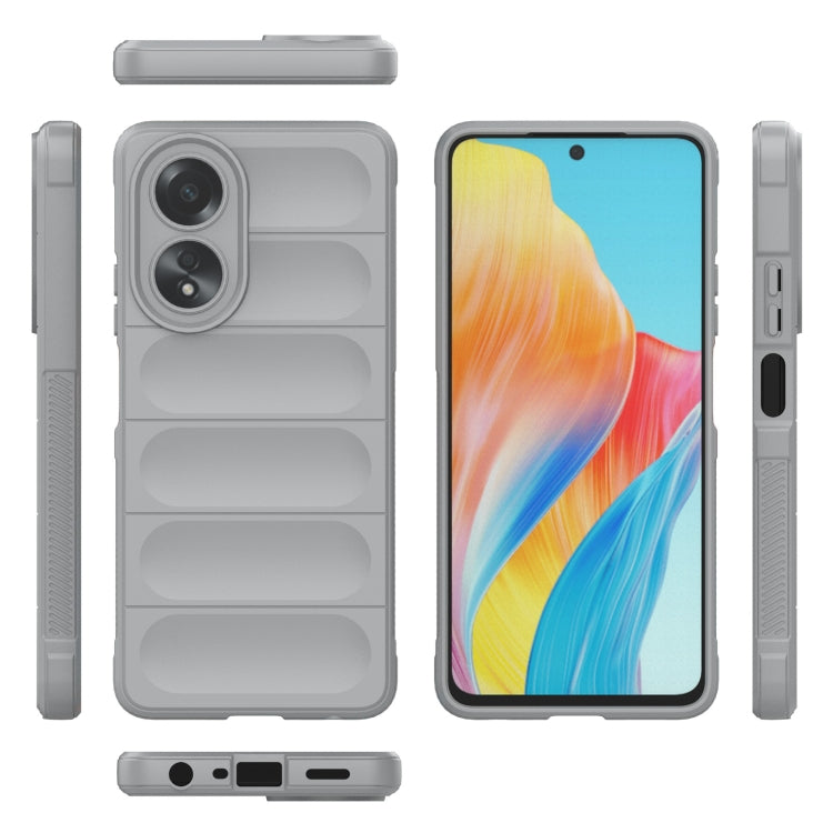 For OPPO A58 4G Global Magic Shield TPU + Flannel Phone Case(Grey) - OPPO Cases by buy2fix | Online Shopping UK | buy2fix