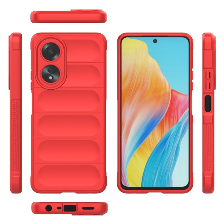 For OPPO A58 4G Global Magic Shield TPU + Flannel Phone Case(Red) - OPPO Cases by buy2fix | Online Shopping UK | buy2fix