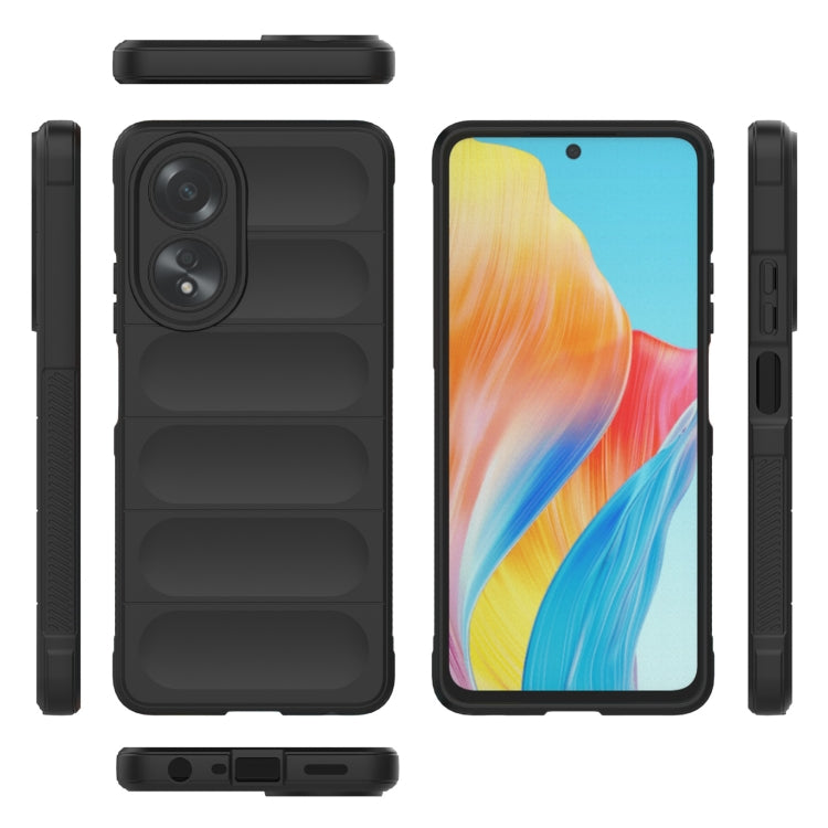 For OPPO A58 4G Global Magic Shield TPU + Flannel Phone Case(Black) - OPPO Cases by buy2fix | Online Shopping UK | buy2fix