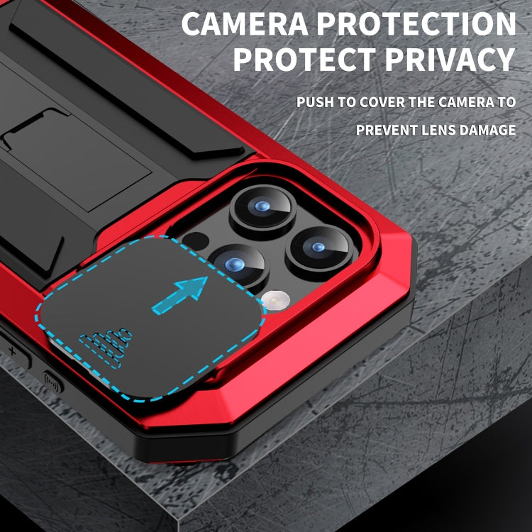 For iPhone 15 Pro Max R-JUST Sliding Camera Life Waterproof Holder Phone Case(Red) - iPhone 15 Pro Max Cases by R-JUST | Online Shopping UK | buy2fix